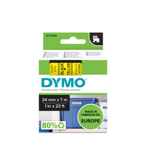 FITA DYMO 53718 D1 24MMX7MT PRETO>AMARELO S0720980