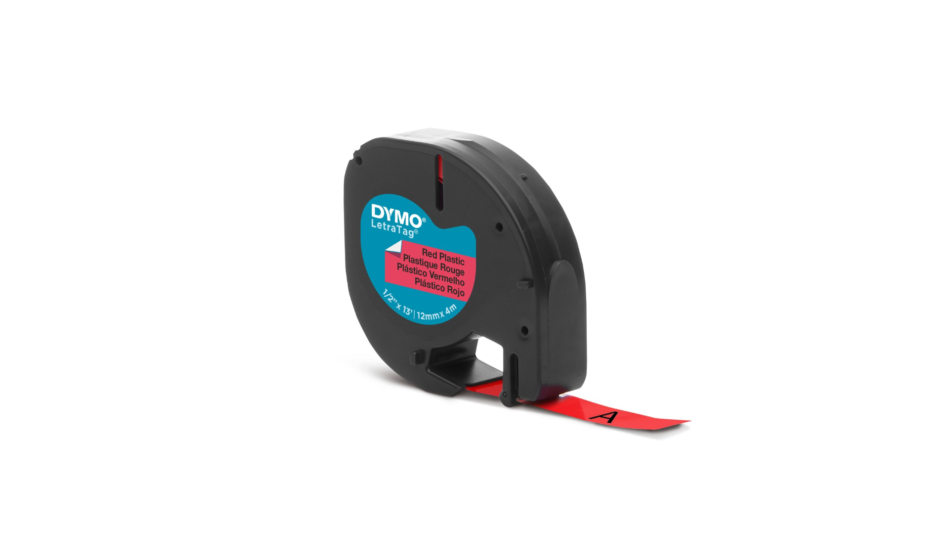 FITA DYMO 91203 TAG PLÁSTICA 12MMX4MT PRETA>VERMELHA S0721630 4