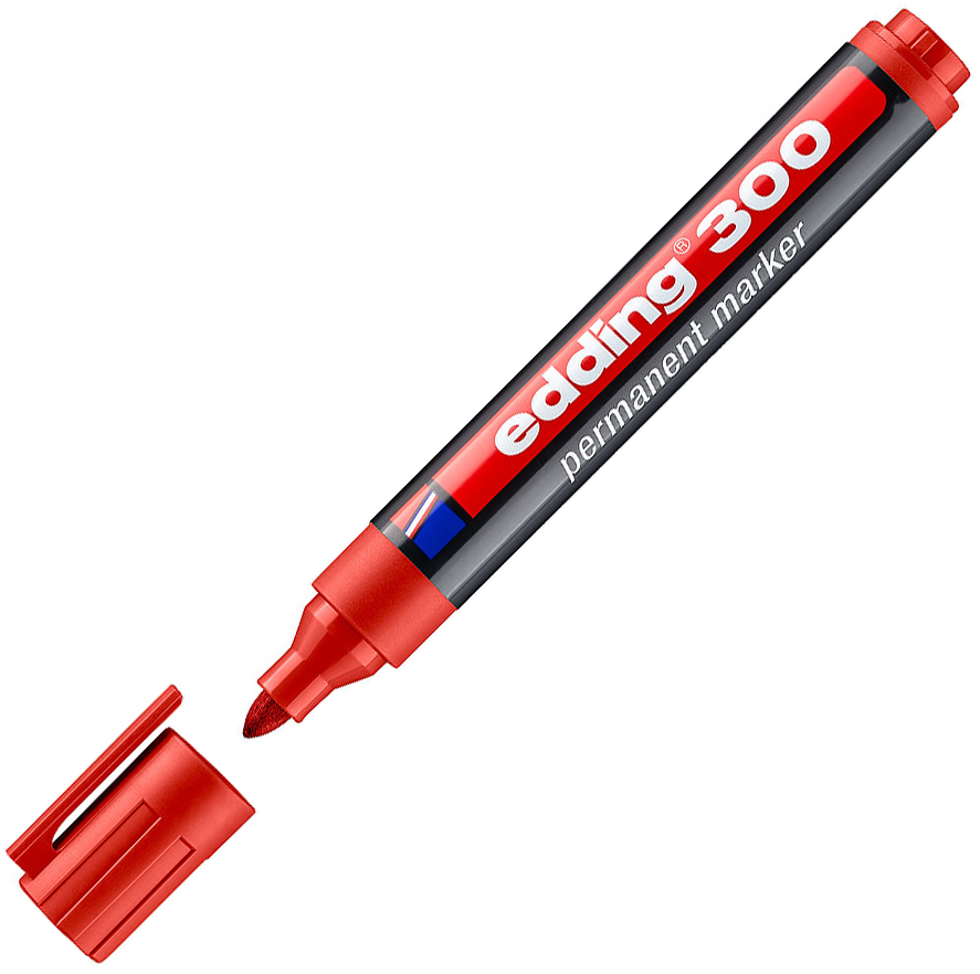 MARCADOR EDDING 300 TINTA PERMANENTE INDÚSTRIA VERMELHO