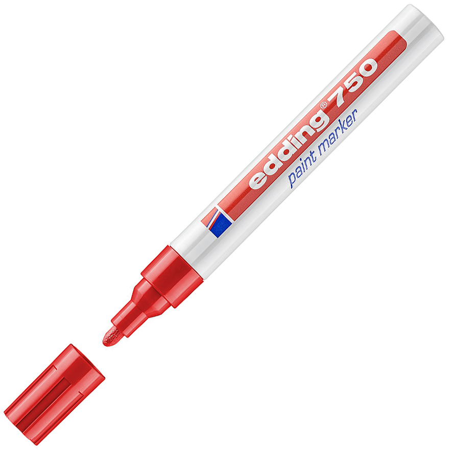MARCADOR EDDING 750 PAIT MARKER PERMANENTE OPACO VERMELHO 002