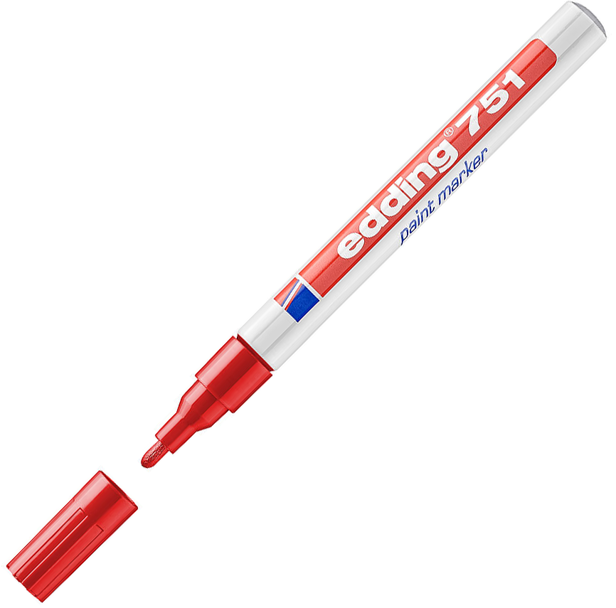 MARCADOR EDDING 751 PAIT MARKER PERMANENTE OPACO VERMELHO 02