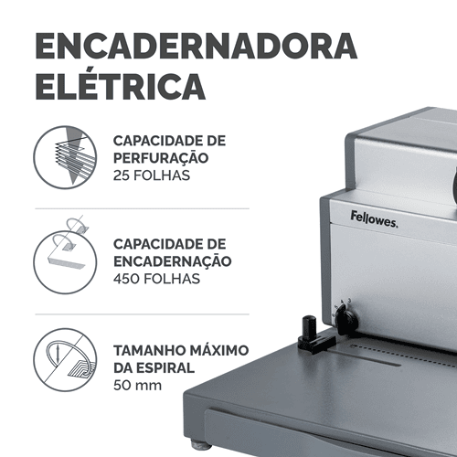ENCADERNADORA ESPIRAL METAL FELLOWES METAL E200R 3