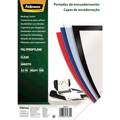 CAPA ENCADERNAR A3 450µ PACK C/50 TRANSPARENTE FW54712