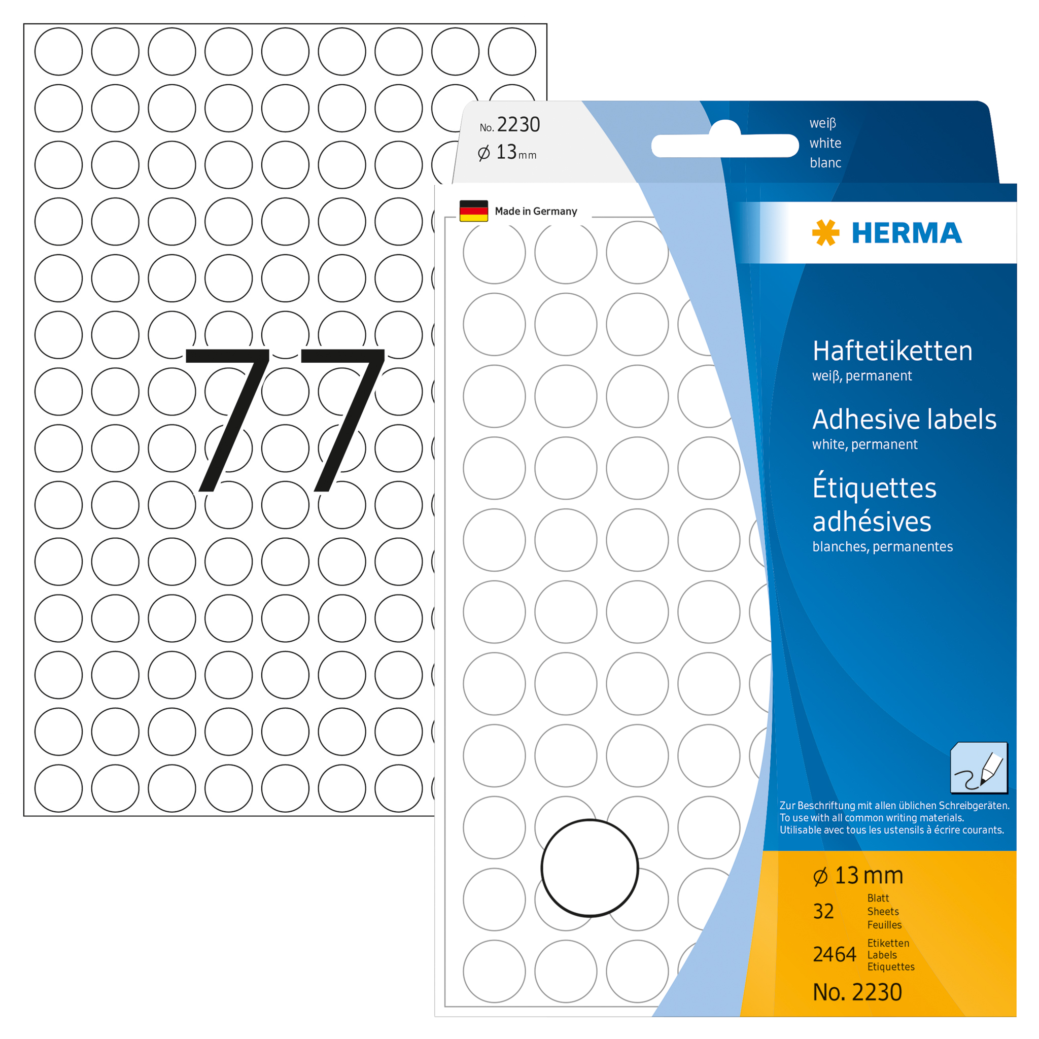 ETIQUETA HERMA REDONDA Ø13MM REF2230 BRANCO 2464UN