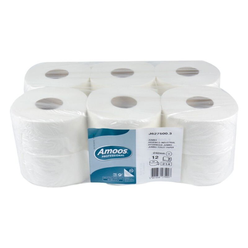 PAPEL HIGIÉNICO JUMBO FOLHA DUPLA PACK C/12 ROLOS AMOOS 75M/S214