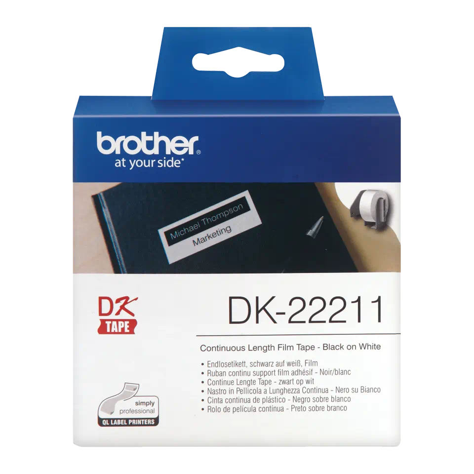 ETIQUETAS BROTHER ROLO PELICULA CONTÍNUA BRANCA 29MMX15.24M