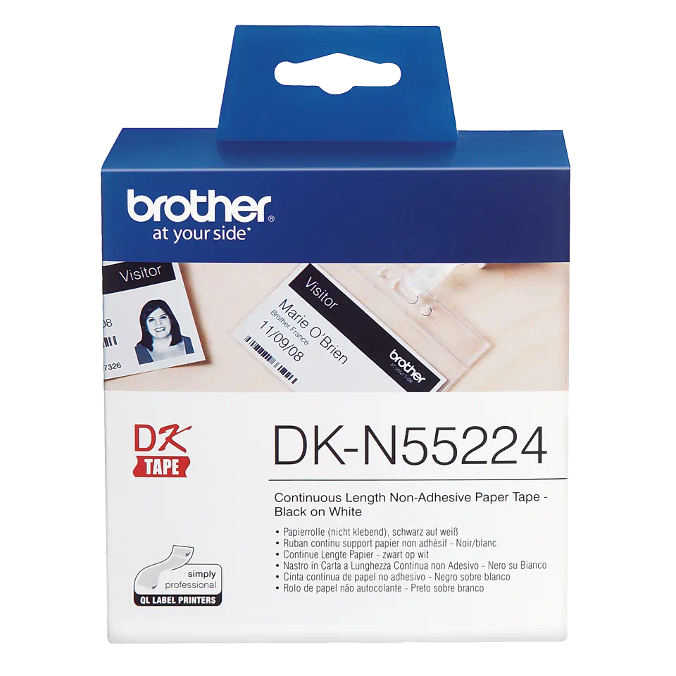 FITA BROTHER ROLO PAPEL BRANCO 54MM NÃO AUTOCOLANTE P/CARTÕES DE IDENTIFICAÇÃO