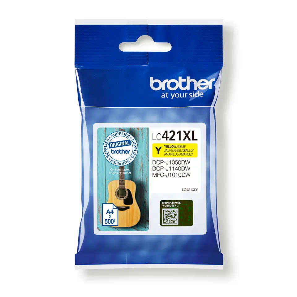 TINTEIRO BROTHER DCP-J1050DW/DCP-J1140DW/MFC-J1010DW LC421XLY AMARELO