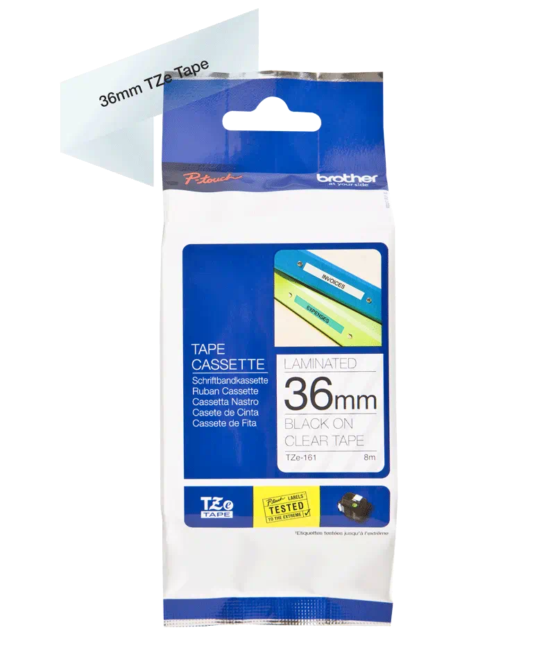 FITA BROTHER P-TOUCH TRANSPARNT/PRETO 36MMX8M