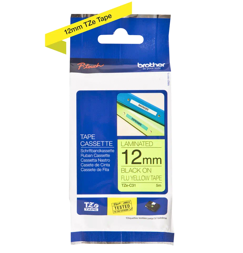 FITA BROTHER FLUOR/AMARELO/PRETO 12MMX8M