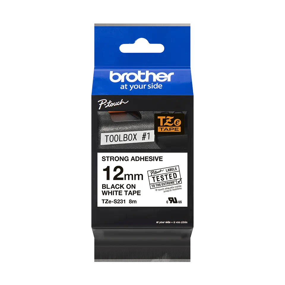 FITA BROTHER P-TOUCH BRANCO/PRETO 12MMX8M SUPER ADESIVA