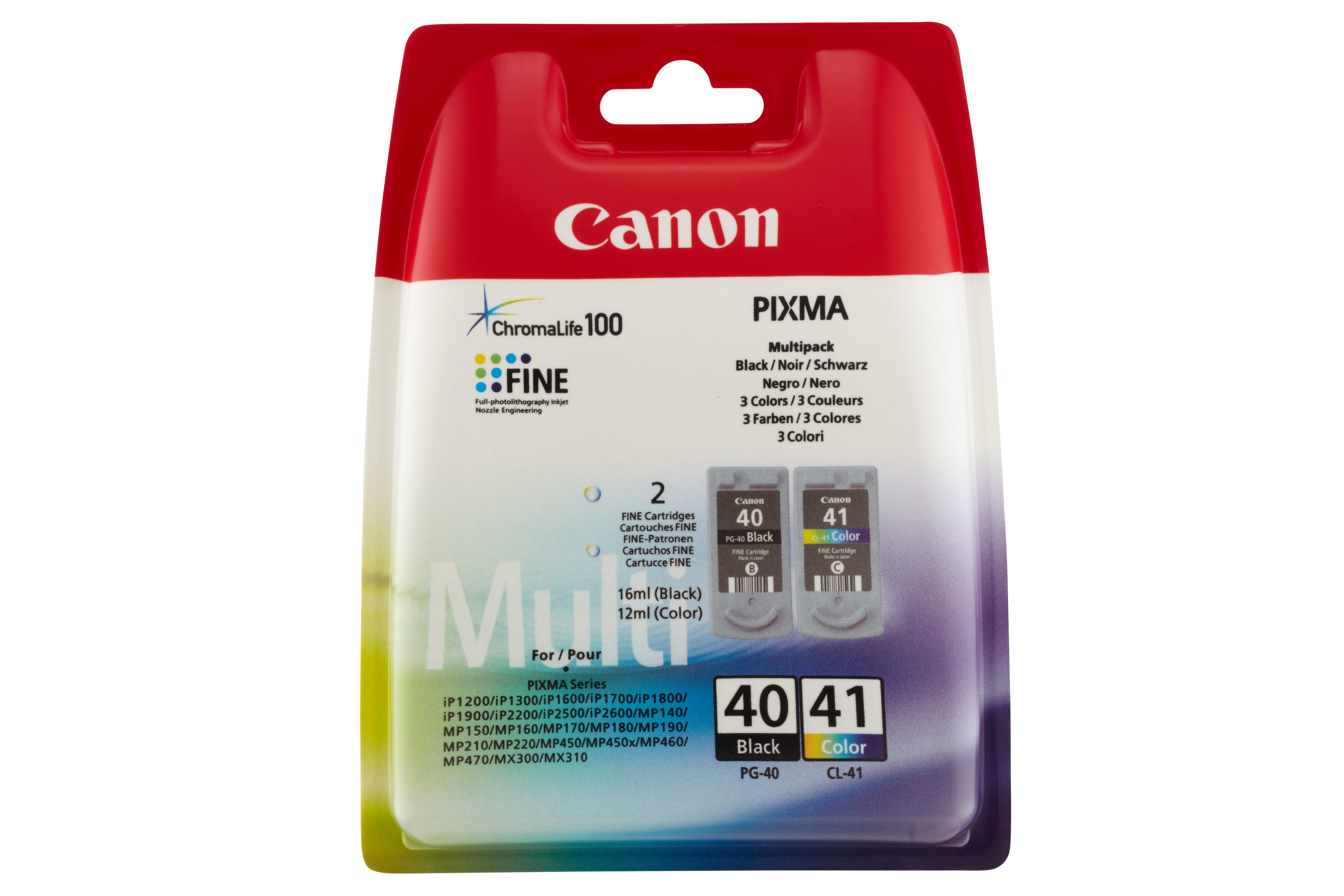 TINTEIRO CANON PIXMA IP1180/1200/1300/1600/1700/1800/2200/2500 PACK PG40+CL41