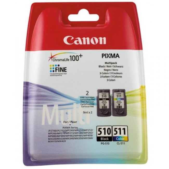 TINTEIRO CANON PIXMA MP240/MP260/MP480/MX320 PACK C/PG510+CL511