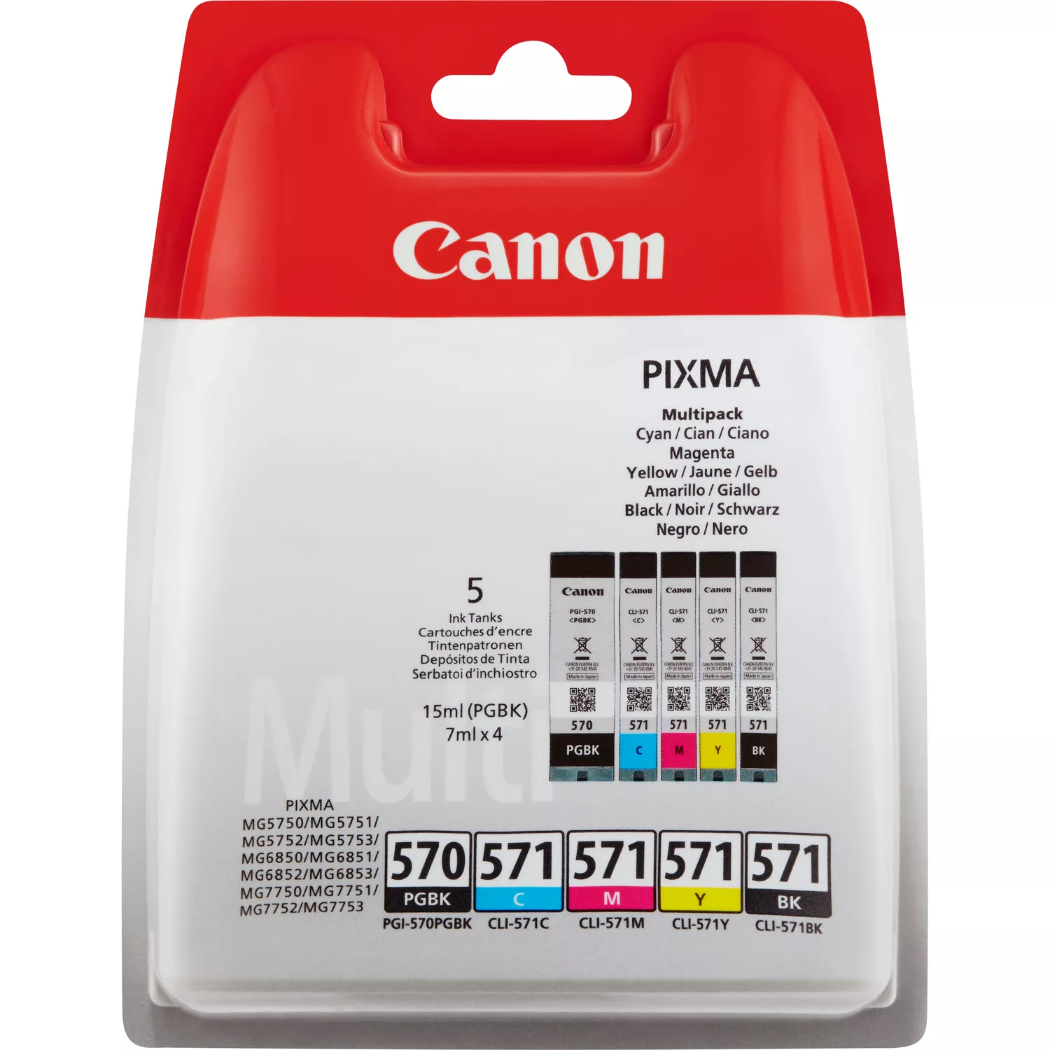 TINTEIRO CANON MG5750/MG6850/MG7750 PACK PGI570+CLI571 0372C004