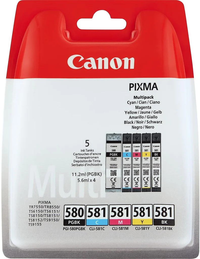 TINTEIRO CANON PIXMA TR7550/8550/TS6150/8150 KIT PGI580+CLI581 PRTO+COR 2078C007
