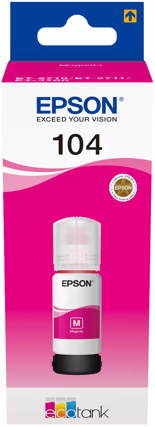 TINTEIRO EPSON ECOTANK 104 ET2710/ET2711/ET2712/ET2714/ET2720 7.5K MAGENTA 104