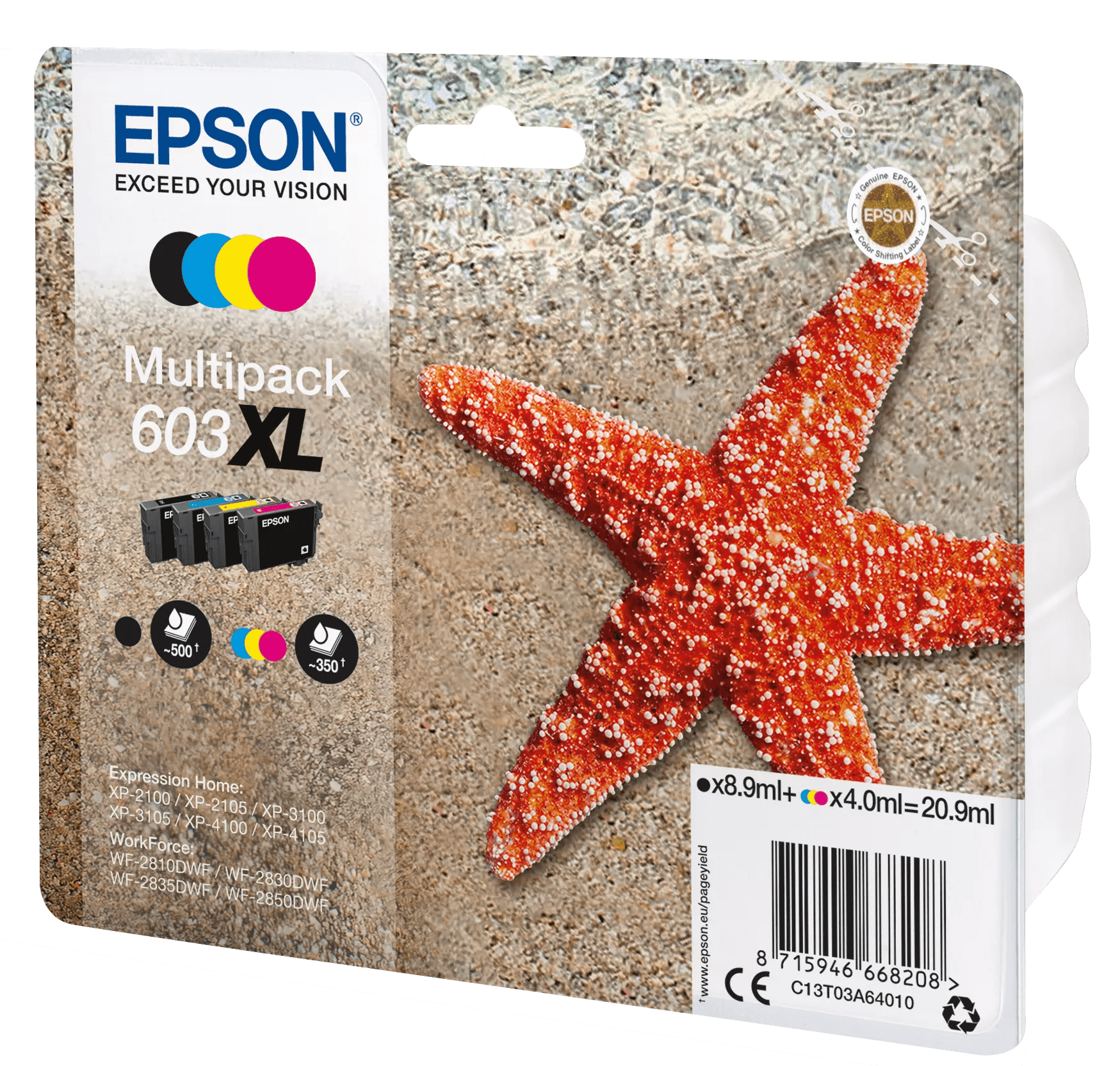 TINTEIRO EPSON EXPRESSION HOME XP2100/XP2105/XP3100/XP3105/XP4100 603XL PACK C/4