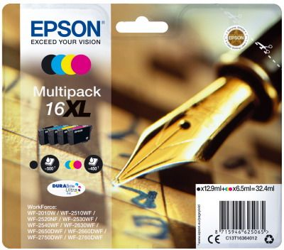 TINTEIRO EPSON WF2010/2510/2520/2530/2540 PACK C/4 CORES 16XL