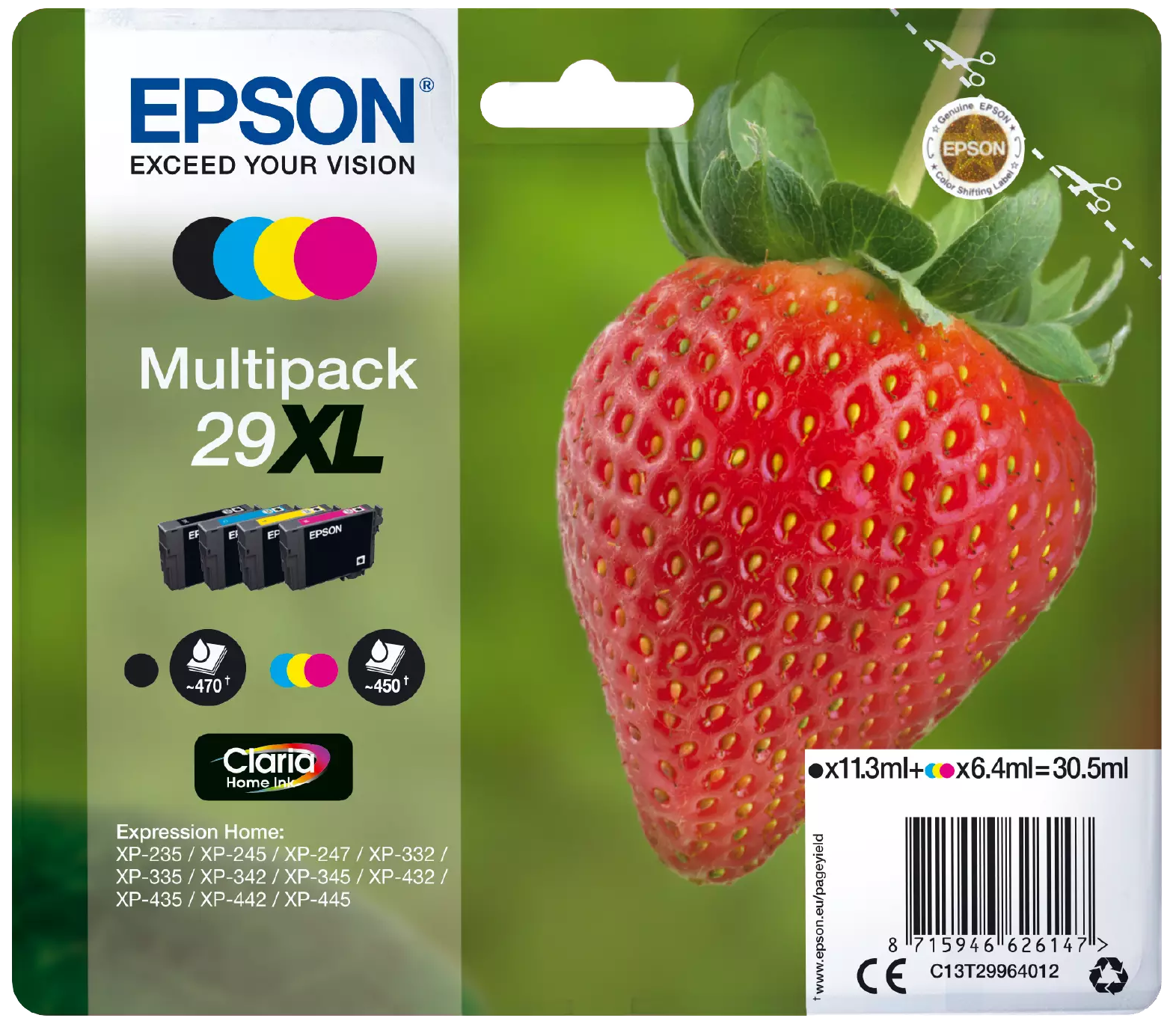 TINTEIRO EPSON EXPRESSION HOME XP-235/332/335/432/435 PACK C/4 CORES 29XL