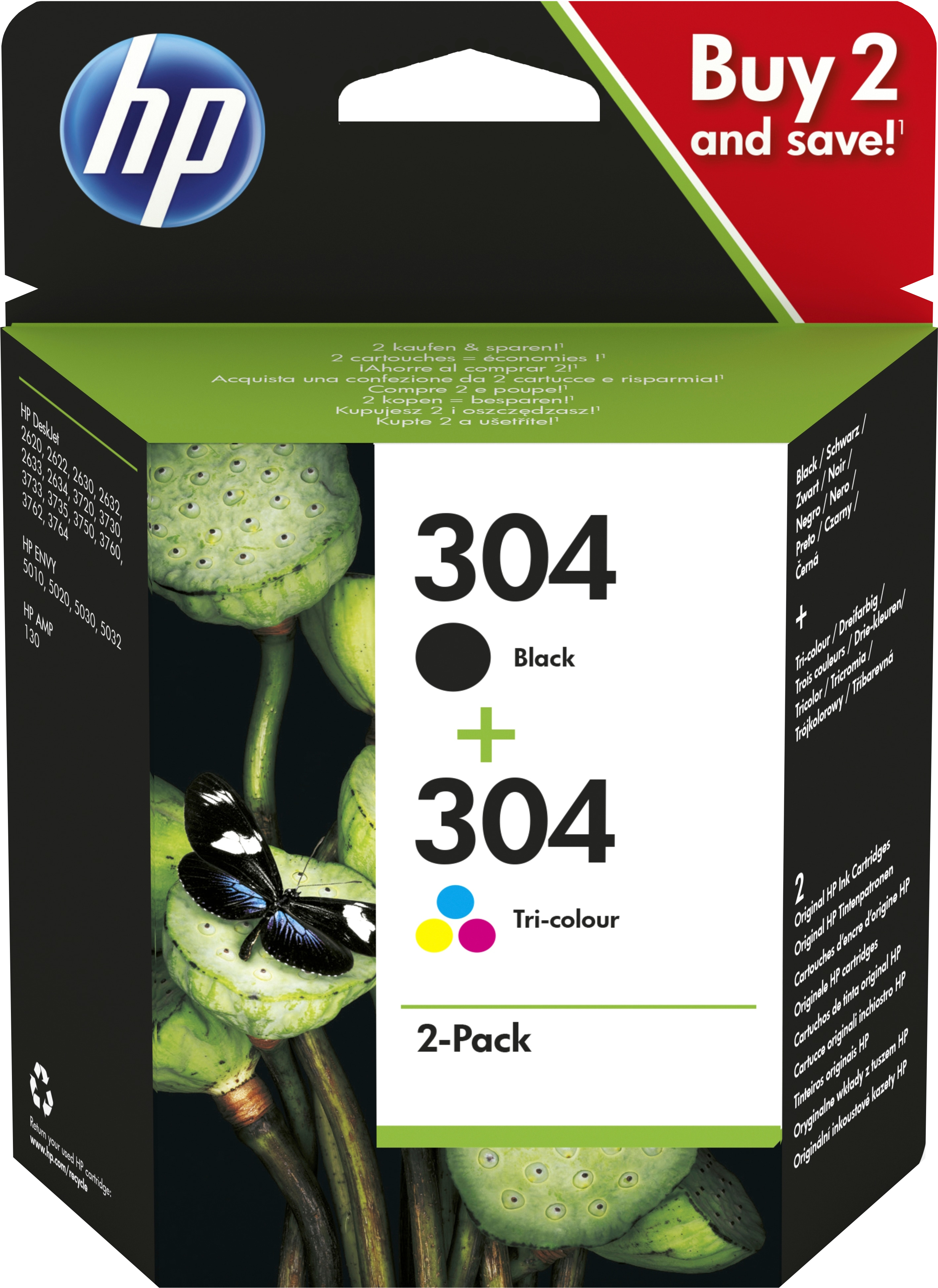 TINTEIRO HP DJ 2630/3700/3720/3730/5030 PACK 304BK+304COR
