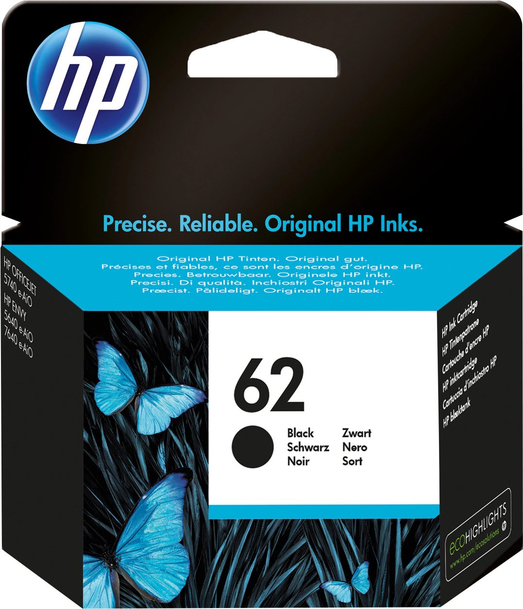 TINTEIRO HP ENVY5640/5642/5643/5644/5646/5665/7640/7645/5740 PRETO 62