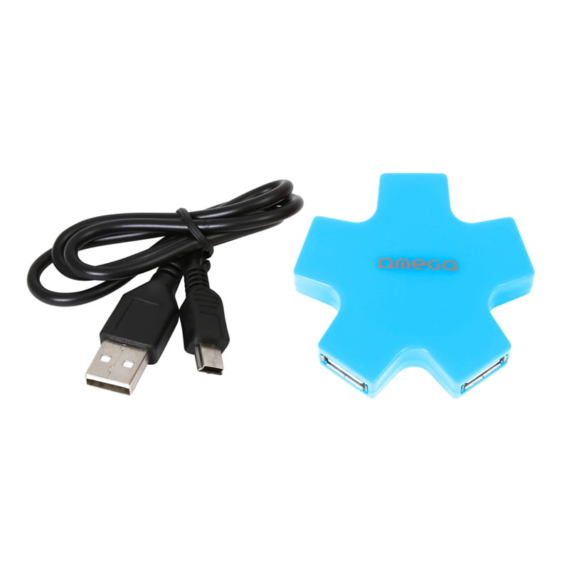 HUB OMEGA 4 PORTAS USB 2.0 + CABO OTG P/TABLET 480MB/S AZUL OUH24SBL 43520