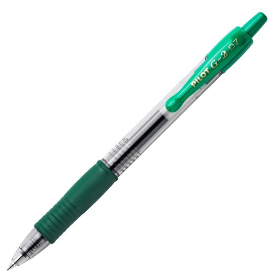 ESFEROGRÁFICA ROLLERBALL PILOT RUBBER GRIP RETRÁTIL FINE 0.7MM BL-G2-7B VERDE
