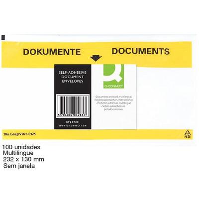 ENVELOPE ADESIVO PORTA DOCUMENTOS 232MMX130MM PACK C/100 KF21725