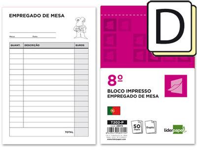 LIVRO DE EMPREGADO DE MESA 105X155MM 8º FOLHA 100 FOLHAS DUPLAS QC28915/202-P