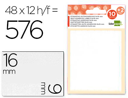 ETIQUETAS LIDERPAPEL 10 + 2 FOLHAS  09X16MM 56 UNIDADES POR FOLHA