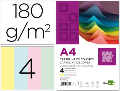 CARTOLINA 180GR A4 PACK C/100FOLHAS 4 CORES SORTIDAS CT03