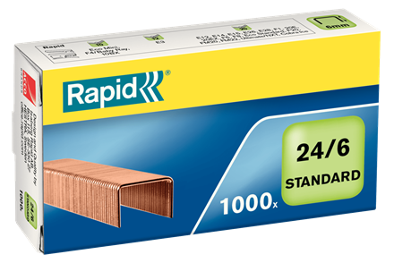 AGRAFES RAPID 24/6MM 2-20FOLHAS CAIXA C/1000 COBREADO STANDARD