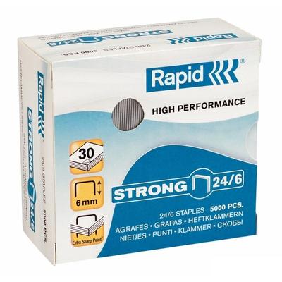 AGRAFES RAPID 24/6MM 2-30FOLHAS CAIXA C/5000 GALVANIZADO STRONG