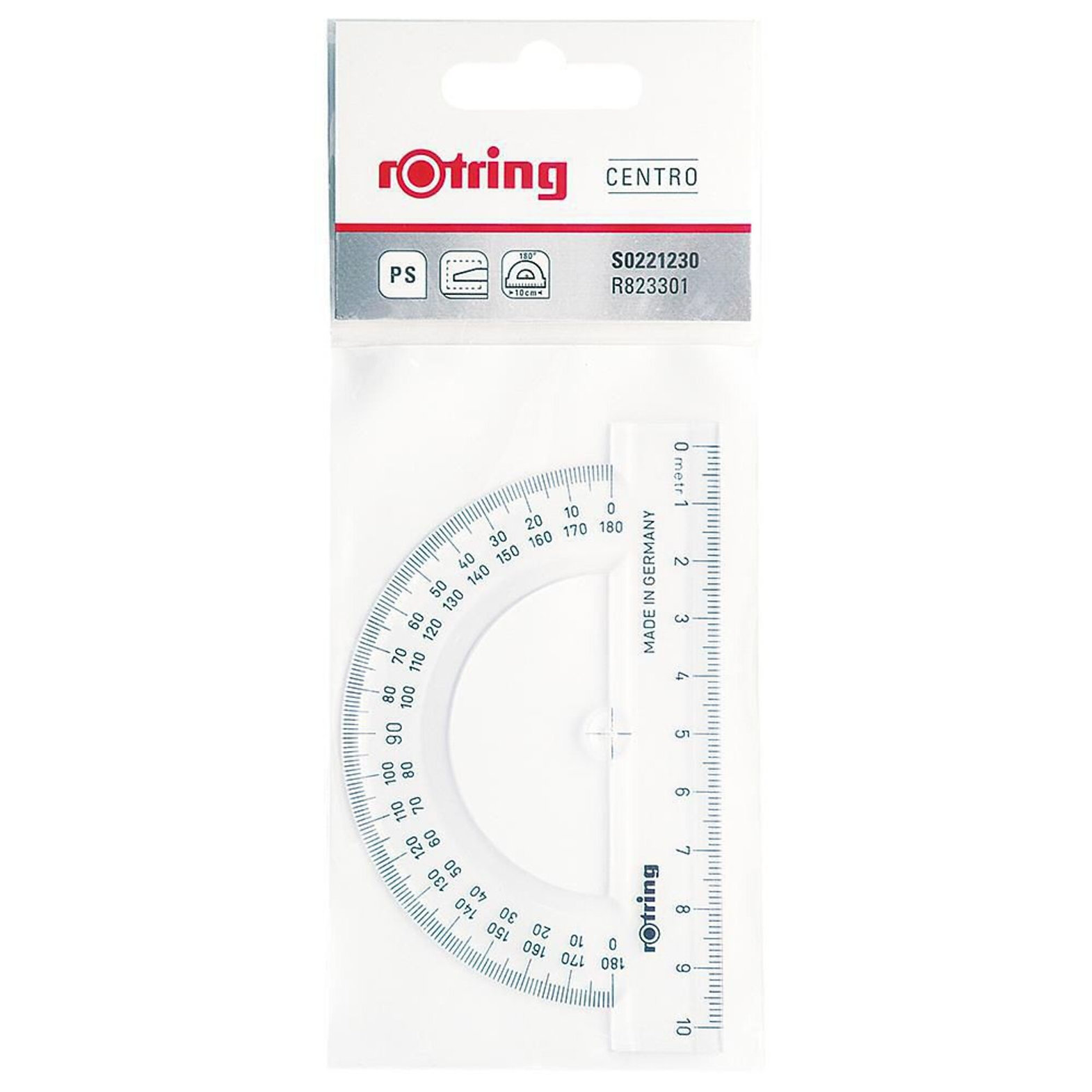 TRANSFERIDOR ROTRING 180º/10CM PLÁSTICO TRANSPARENTE S0221230/R823301 0