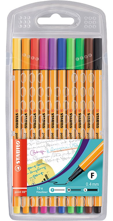 FINELINER STABILO POINT 88 PACK C/10 CORES SORTIDAS STABILO 8810/21784 0
