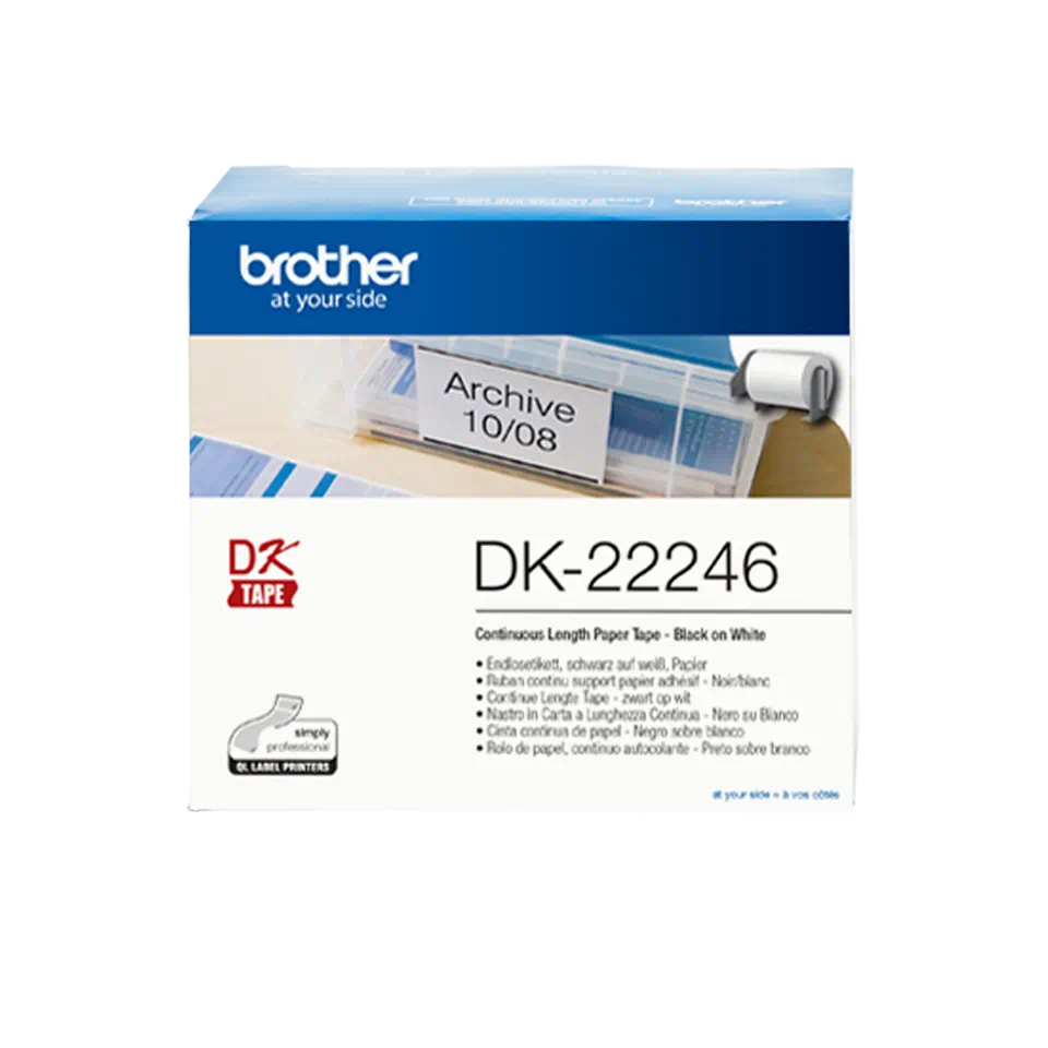 ETIQUETAS BROTHER ROLO ETIQUETA CONTINUA PAPEL TÉRMICO PRETO/BRANCO 103MMX30.48M