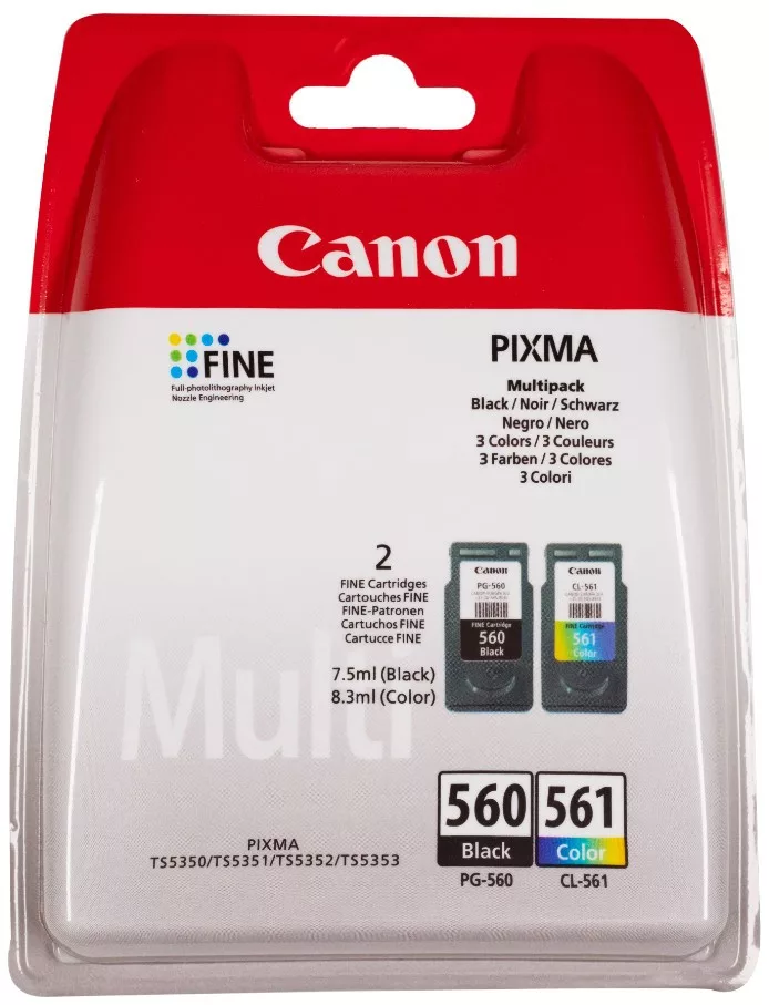 TINTEIRO CANON PACK C/PG560+CL561 PRETO+COR 3713C006