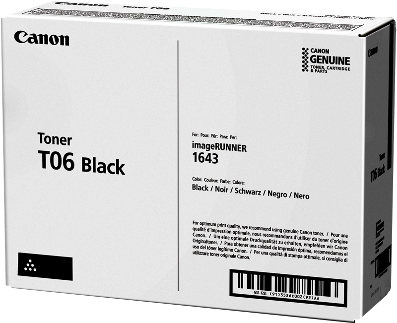 TONER  CANON LR1643I/1643iF/1643Ip SENSYS X 1643P T06 20.5K PRETO 3526C002