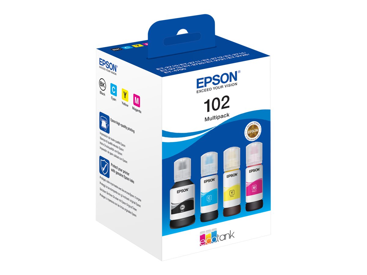 TINTEIRO EPSON ECOTANK ET2700/ET2750/ET3700/ET3750/ET4750 MULTIPACK C/4 COR 102 0