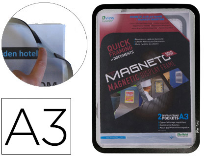 MOLDURA PORTA ANUNCIOS MAGNETICA DIN A3 PRETO PACK C/2 0