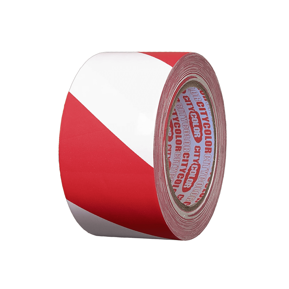 FITA ADESIVA 33MX50MM 150µ MARCAÇÃO SOLO BRANCO/VERMELHO