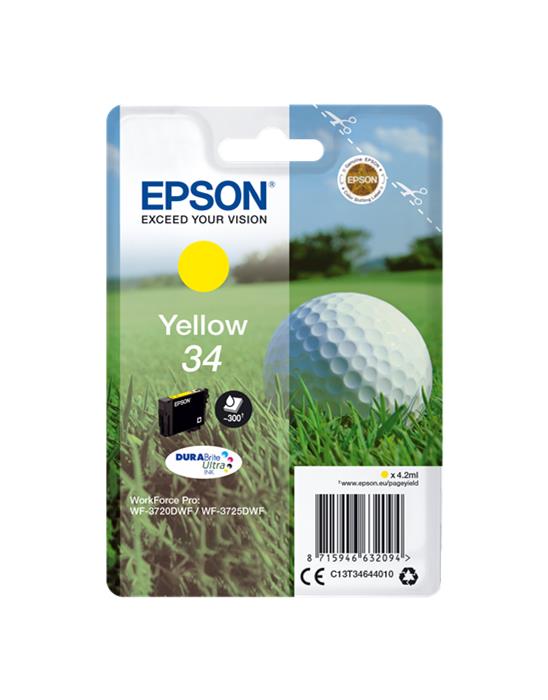 TINTEIRO EPSON WORKFORCE PRO WF3720DWF/WF3725DWF 4.2ML 0.30K AMARELO 34
