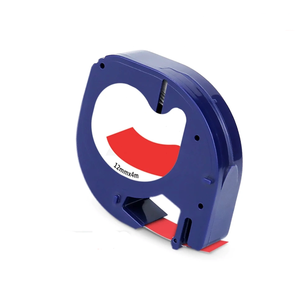 FITA COMPATIVEL P/DYMO 91203 TAG PLÁSTICA 12MMX4MT PRETA>VERMELHA SUBSTS0721630