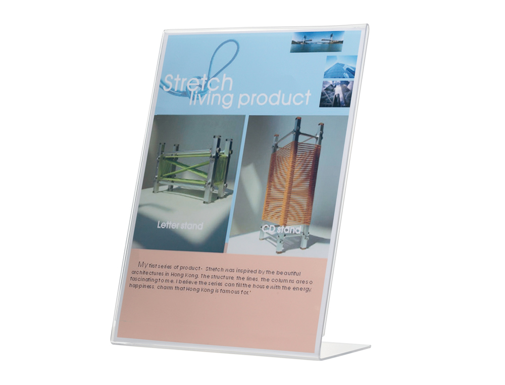 EXPOSITOR SECRETARIA COM FORMA DE L METACRILATO 213X300MM 2