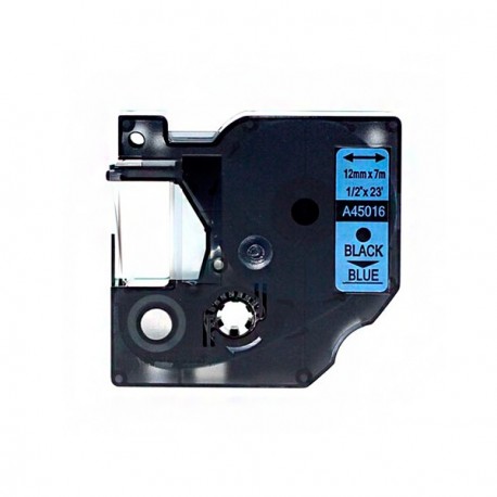 FITA COMPATIVEL P/DYMO 45016 D1 12MMX7M PRETA>AZUL RL-D-45016