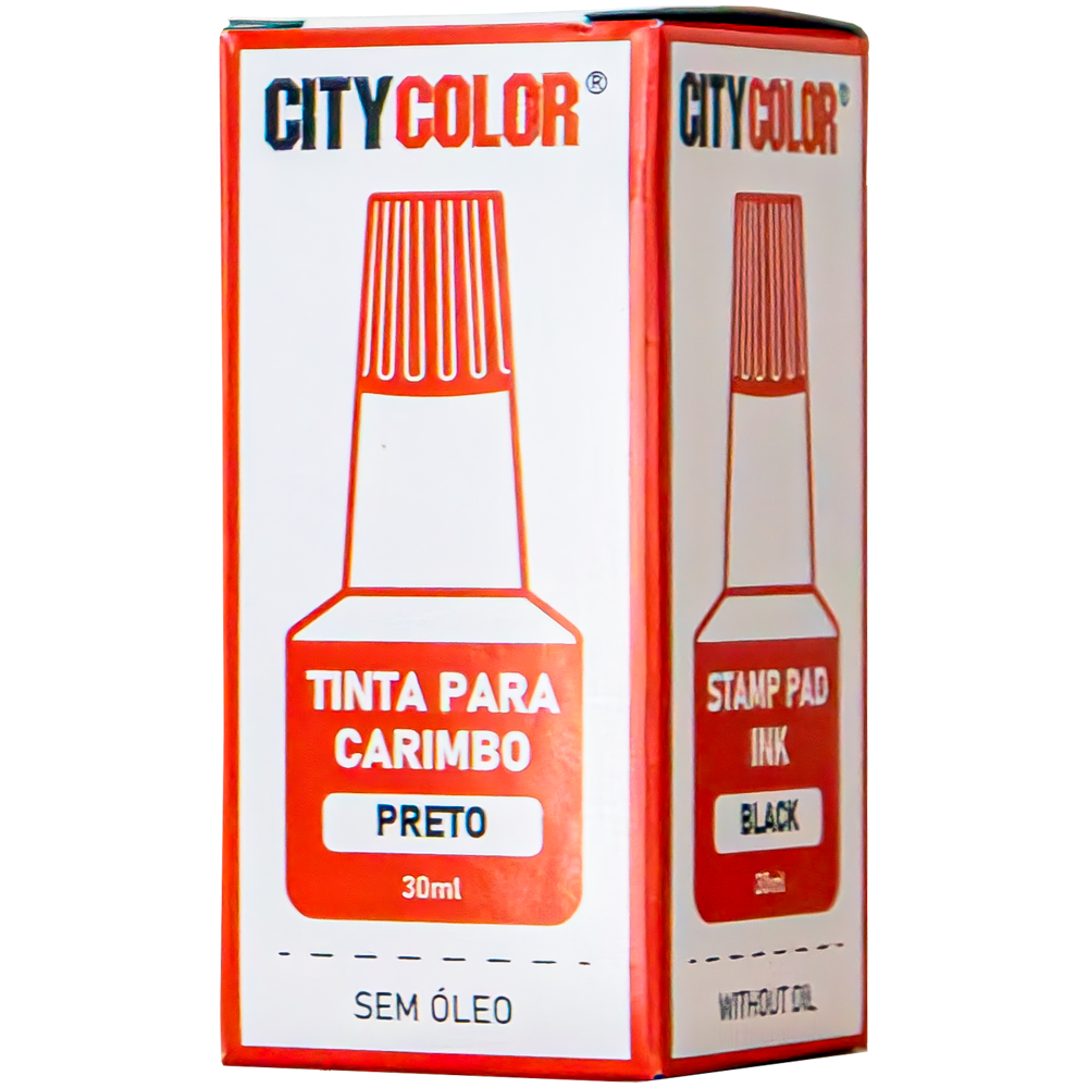 TINTA CARIMBO BORRACHA 28-30ML PRETA CITYCOLOR 1