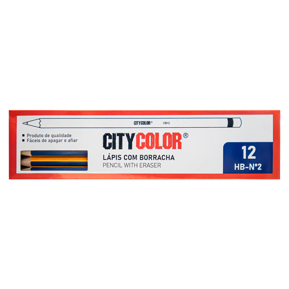 LAPIS GRAFITE COM BORRACHA Nº2 HB CITYCOLOR CITY02468 2