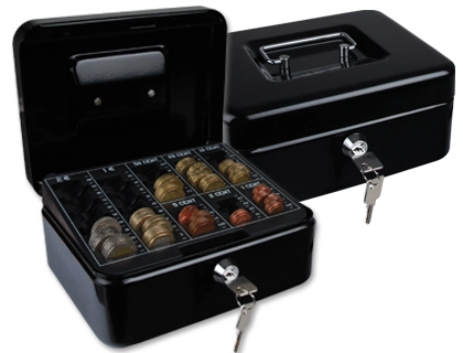 COFRE COM BANDEJA PARA MOEDAS 200X90X160MM PRETO