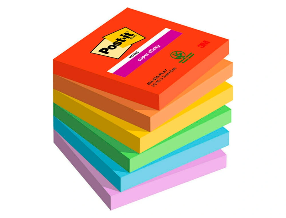 NOTAS ADESIVAS 76X76MM POST-IT SUPER STICKY PLAYFUL 90 FOLHAS