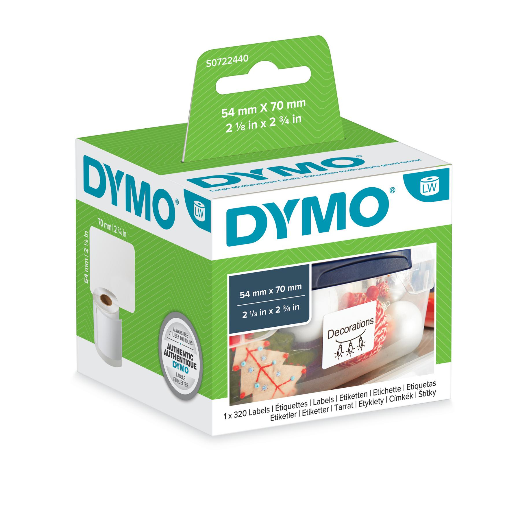 ETIQUETA DYMO PAPEL 54MMX70MM BRANCO ROLO C/320 S0722440